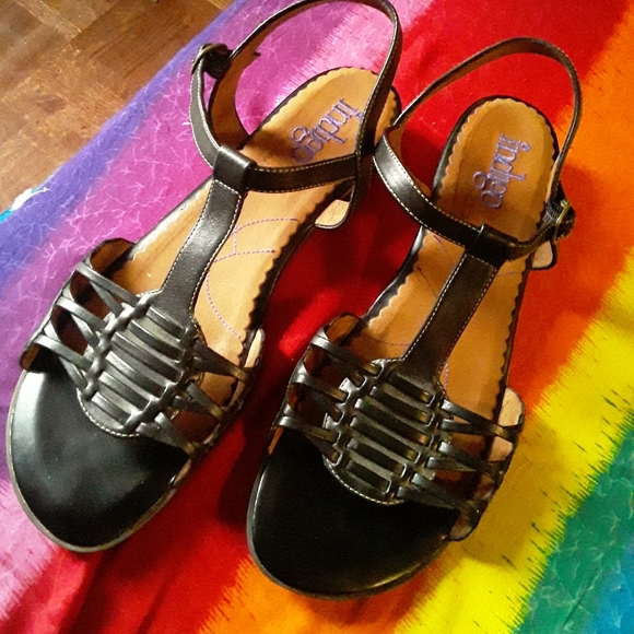 Indigo By Clarks Women size12 Leather WedgeSandals - Picture 4 of 13